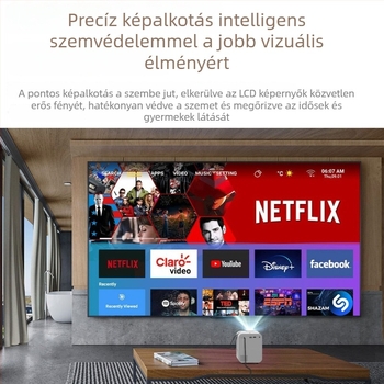 Otthoni projektor hálószobába, falra vetítés, vezeték nélküli képernyő-tükrözés, kompakt és hordozható otthoni használatra
