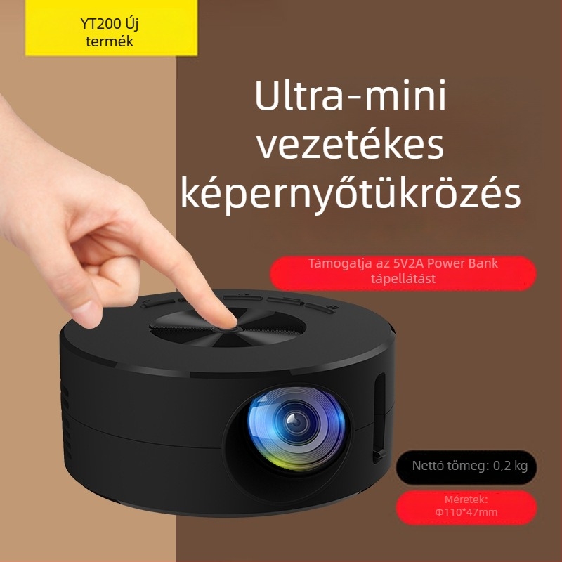 YT200 Hordozható Mini Projektor Otthonra, Okos HD 1080P