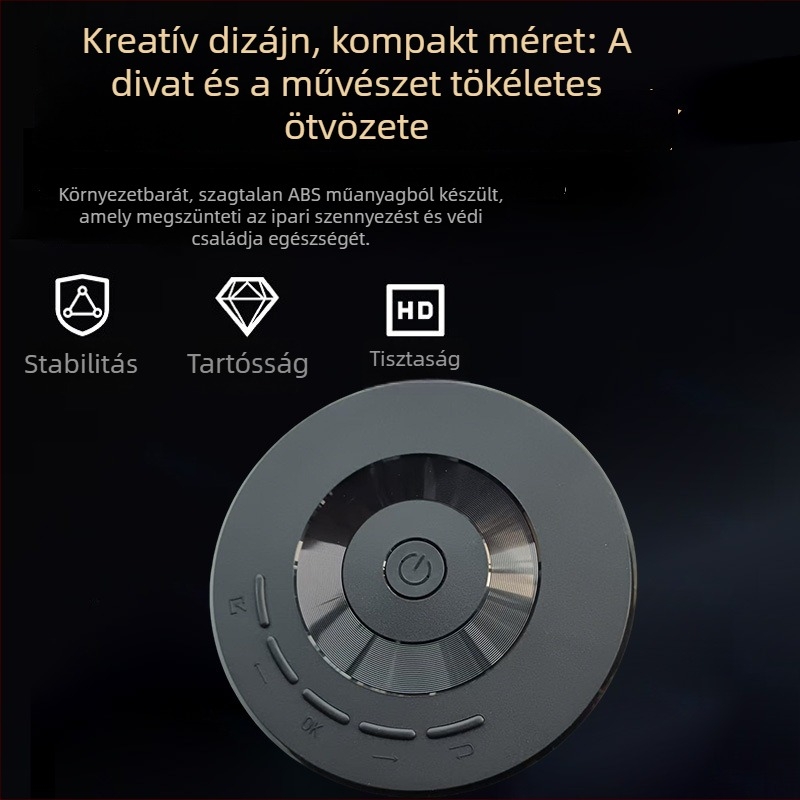 Kis kör alakú projektor vezetékes képernyő-tükrözéssel, Android és iPhone-kompatibilis, USB MP4 formátum, 1080p