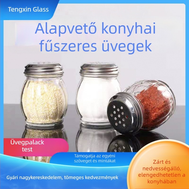 Üveges fűszeres üveg 150 ml öntőnyílással, konyhai tároló