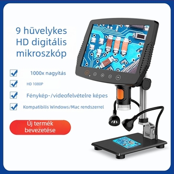 9 hüvelykes nagy képernyős digitális mikroszkóp PCB-ellenőrzéshez és érme vizsgálathoz