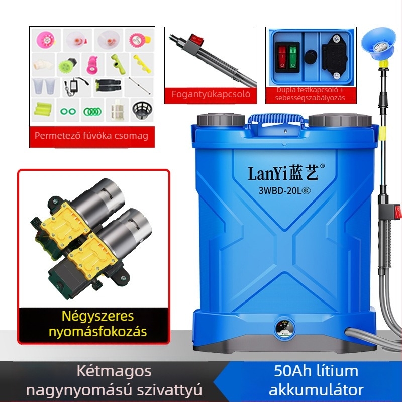 Blue Art DZL lítium-akkumulátoros hátizsákos permetező, intelligens, újratölthető növényvédő permetező