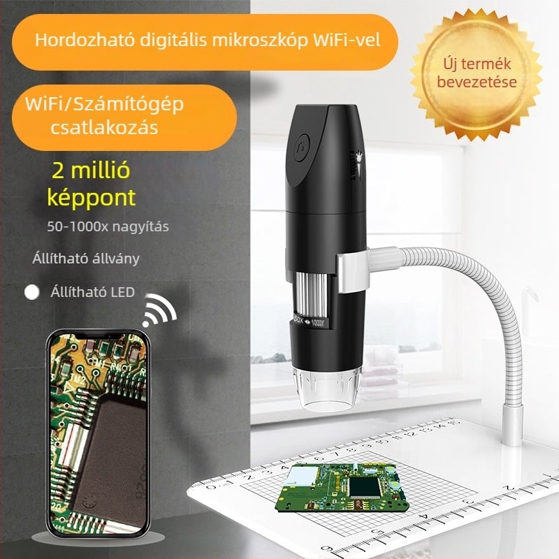 Vezeték nélküli digitális nagyító okostelefonhoz, 1080P Wi-Fi, HD elektronmikroszkóp, 1000x nagyítás