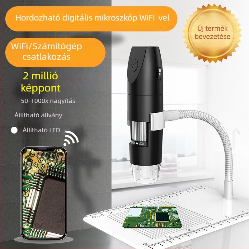 Vezeték nélküli digitális nagyító okostelefonhoz, 1080P Wi-Fi, HD elektronmikroszkóp, 1000x nagyítás