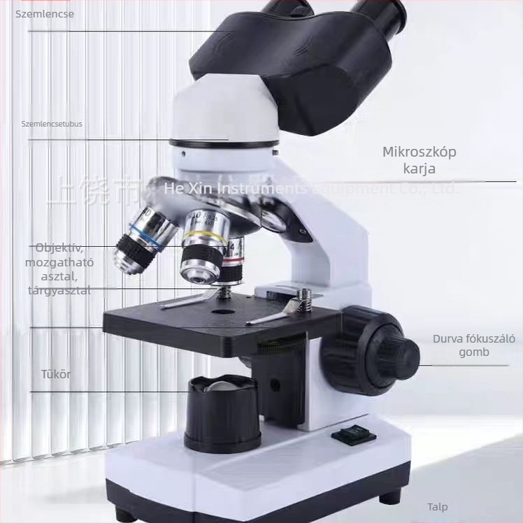 XSP oktatási binokuláris mikroszkóp egyszintes platformával, 1600x biológiai optikai mikroszkóp