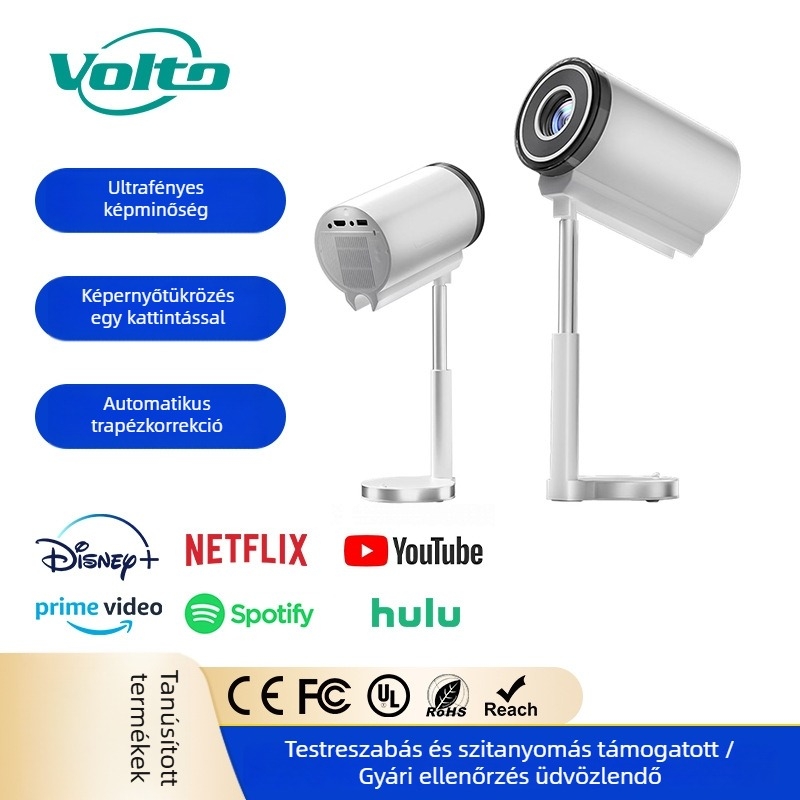 Budplus B1 projektor rejtett emelős mechanizmussal, 720p, hordozható otthoni mozi