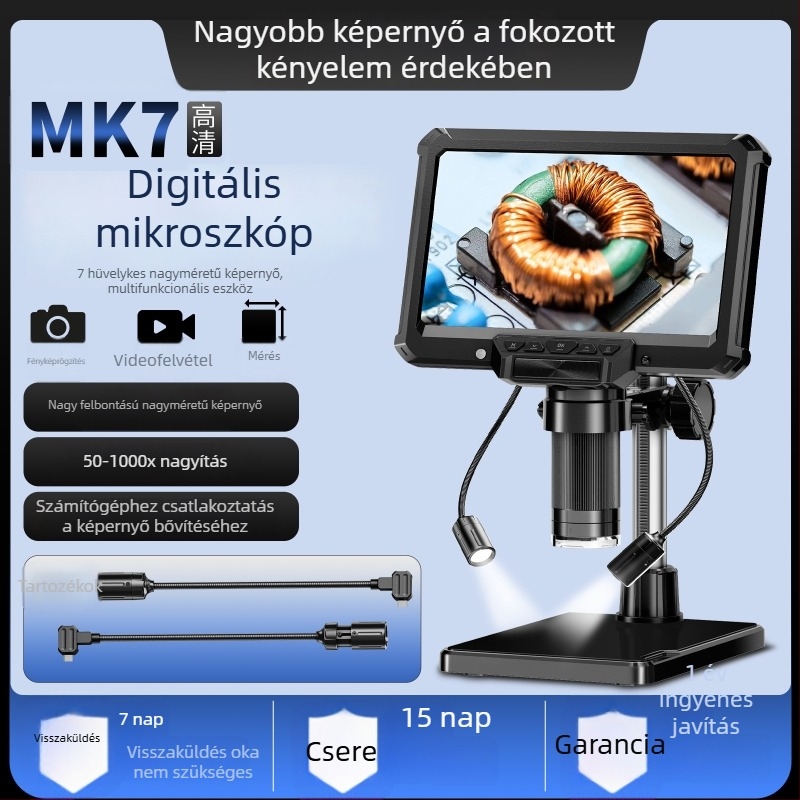 Új mikroszkóp, alkalmas alaplap javítására, PCB-ellenőrzésre, ásványi anyagok elemzésére és érmék megfigyelésére.