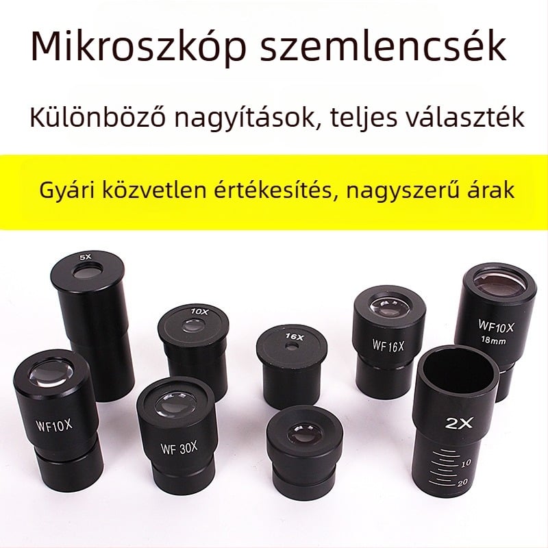 Mikroszkópos okulárok 5X 10X 16X WF10X WF16X WF25X WF30X, átmérő 23,2 mm