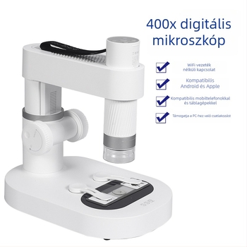 Hordozható Wi-Fi digitális mikroszkóp, 400x nagyítás, elektronmikroszkóp preparátumok vizsgálatára, gyerekeknek