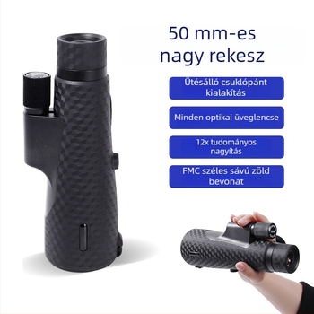 HD monokuláris távcső 50 mm-es objektívvel, állítható élesség, nagy fókuszkerék, csuklópánt, hordozható okostelefonos teleszkóp