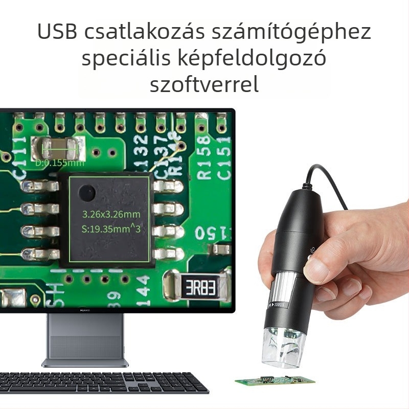 Nagy felbontású digitális mikroszkóp, kézi és asztali kivitelben, kompatibil okostelekkel és számítógépekkel.