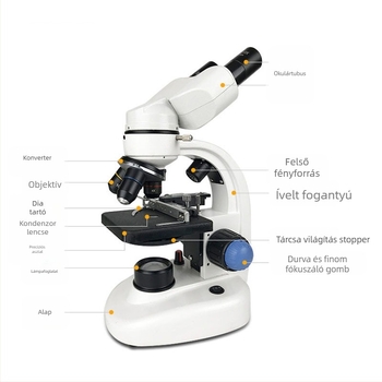 Tanítási célú binokuláris biológiai mikroszkóp, laboratóriumi HD felbontású képalkotással, hordozható baktériumok megfigyelésére