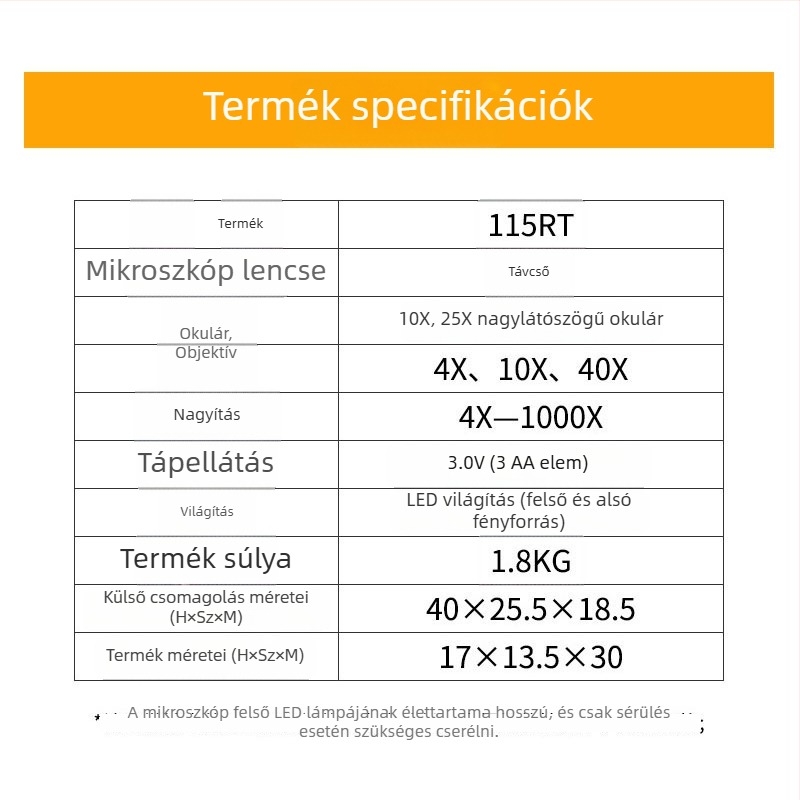 Tanítási célú binokuláris biológiai mikroszkóp, laboratóriumi HD felbontású képalkotással, hordozható baktériumok megfigyelésére