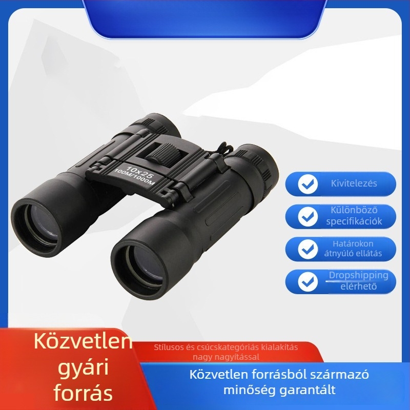 10x25 binokuláris távcső, nagyítás, HD, horgászathoz, madármegfigyeléshez, éjszakai látás, hordozható kültéri használatra