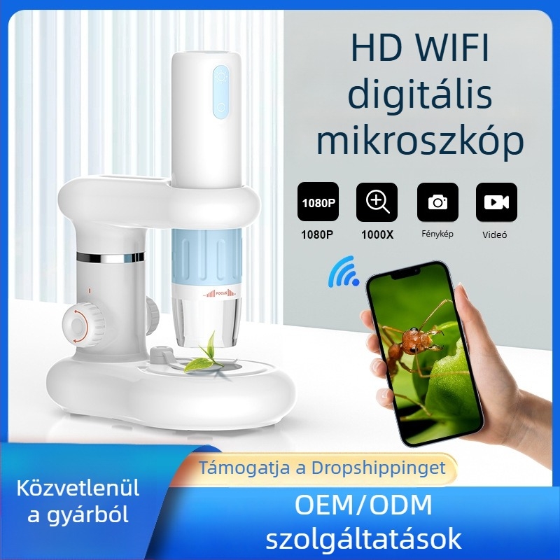Hordozható digitális mikroszkóp HD Wi‑Fi-vel
