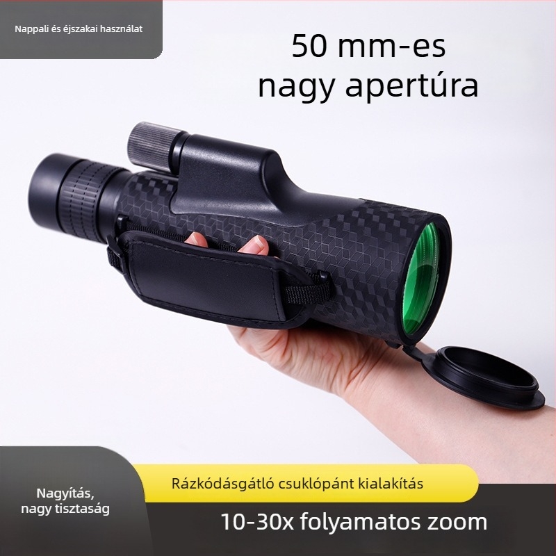 Zoomolható monoculár teleszkóp 10-30×50, alacsony fényviszonyú éjjellátás koncertre és kültéri használatra, telefon-kompatibilis HD-kép