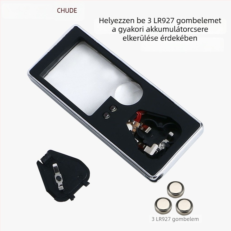 Chuda ultra vékony hordozható LED olvasó nagyító, zsebméret, 5 LED, kettős lencse, tollal