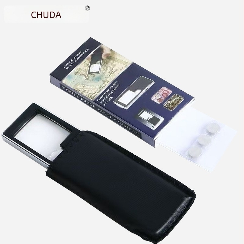 Chuda ultra vékony hordozható LED olvasó nagyító, zsebméret, 5 LED, kettős lencse, tollal
