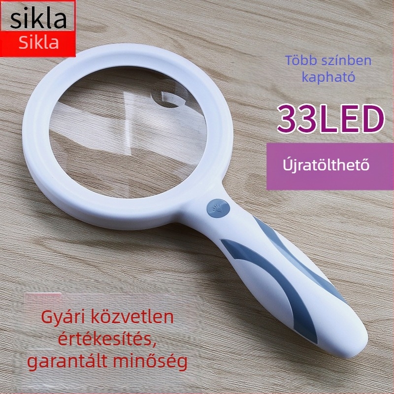 Új 8011-33L kézi nagyító, 33 LED körfényes világítással, USB töltőkábel, érintéses kapcsoló, három fényerő-szint
