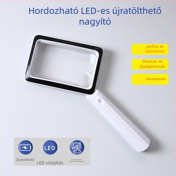 XT-1311 Hordozható, téglalap alakú nagyító 20 LED-es, USB-töltésű, idős olvasáshoz