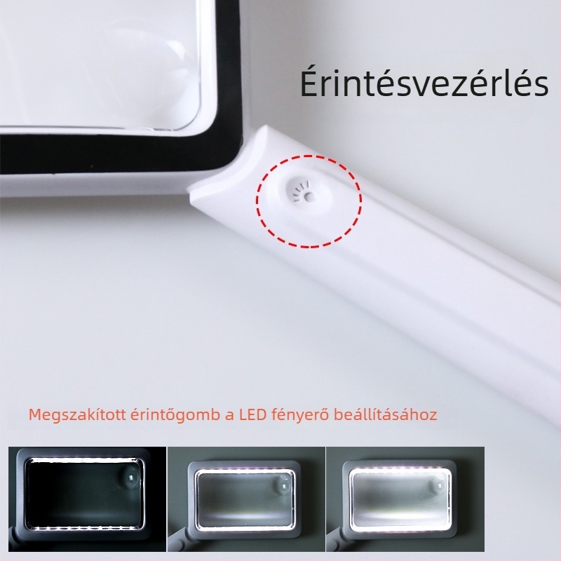 XT-1311 Hordozható, téglalap alakú nagyító 20 LED-es, USB-töltésű, idős olvasáshoz