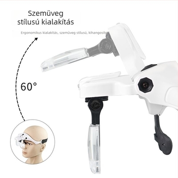 9892B2C1 fejre szerelhető nagyító USB töltéssel, 5 készlet akril optikai lencsék
