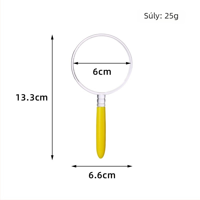 60 mm-es hegyes fogantyúval rendelkező kézi nagyító olvasáshoz, ajándék nagyító, színes logó nyomtatás