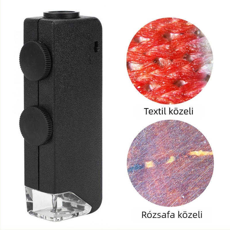 60-100X állítható nagyítású zsebmikroszkóp LED világítással, papíralapú nyomtatáshoz, pöttyök vizsgálatához és valuták értékeléséhez