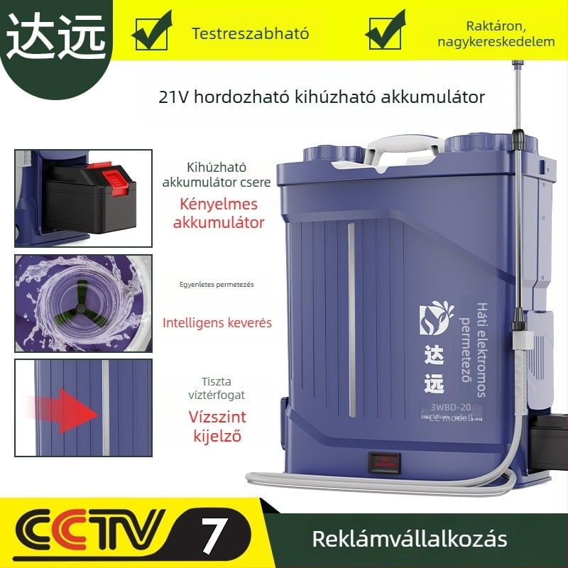 21V-es cserélhető lítium akkumulátorral működő elektromos permetező hátizsákos kivitel, új keverő- és permetező készülék, 20 literes kapacitás, fertőtlenítés és járványmegelőzés