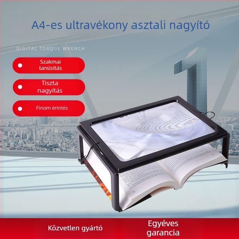 Ultra vékony asztali nagyító, méret A4, olvasáshoz, ellenőrzéshez és laboratóriumi munkához
