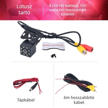 HD CCD hátsó kamera autókhoz, széles látószög, univerzális 4/5 lyukú rögzítés, autós DVR nagy kijelzővel