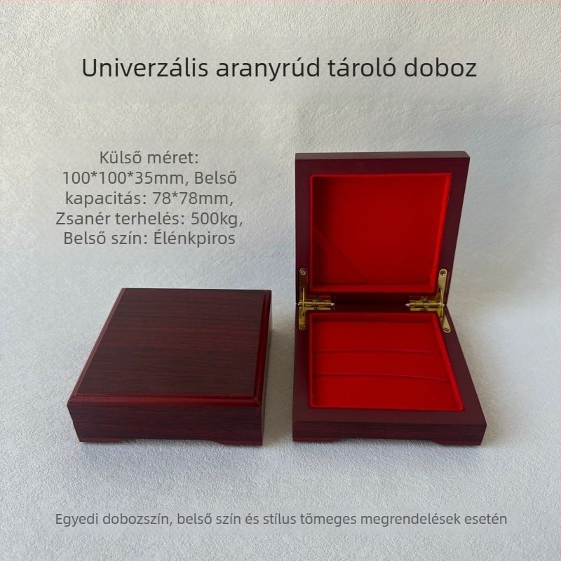 Fából készült ékszerdoboz aranyrúdak, ezüstérmék és ezüstrúdak tárolására