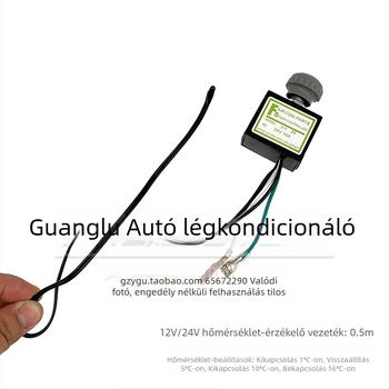 Elektronikus termosztát kapcsoló autóklímához szenzorral, univerzális beszerelés, hőmérséklet-szabályozó