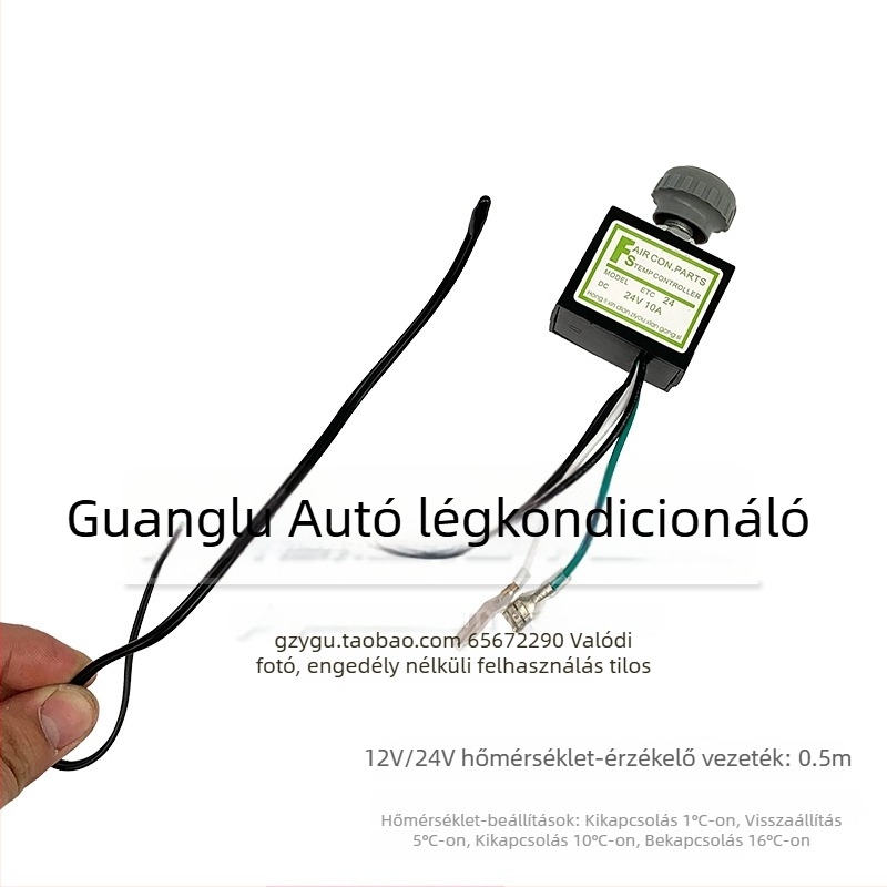 Elektronikus termosztát kapcsoló autóklímához szenzorral, univerzális beszerelés, hőmérséklet-szabályozó