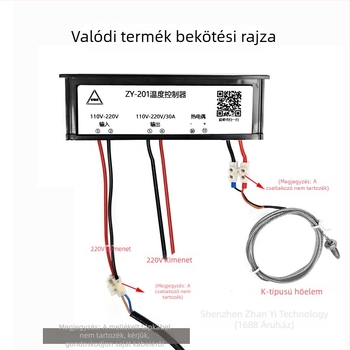 ZY-201 Intelligens ipari magashőmérsékletű érintéses termosztát, 30A nagy teljesítményű termopár, nagy pontosságú hőmérséklet-szabályozó