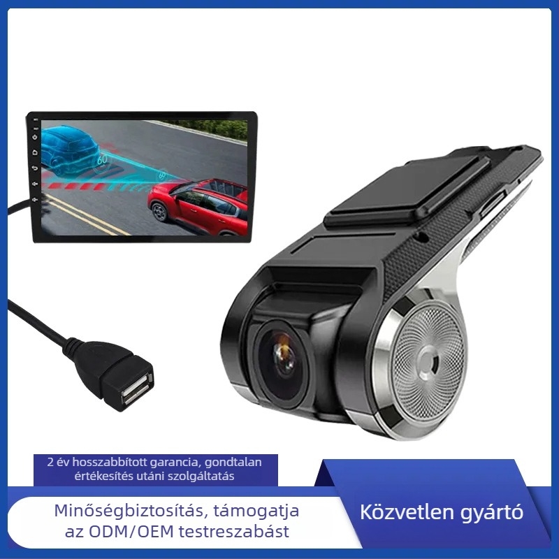 Android-alapú autós kamera nagy kijelzővel, rejtett felszereléssel, USB-vel, HD éjszakai látás és ADAS