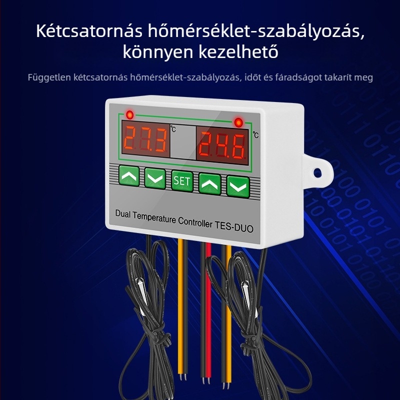 ST3012 Intelligens két kijelzős hőmérséklet-szabályozó kettős érzékelőkkel hűtésre és fűtésre