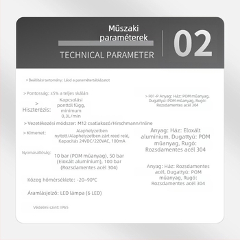 Mechanikus dugattyús áramláskapcsoló, duál kontaktusú vízáramlás-szenzor
