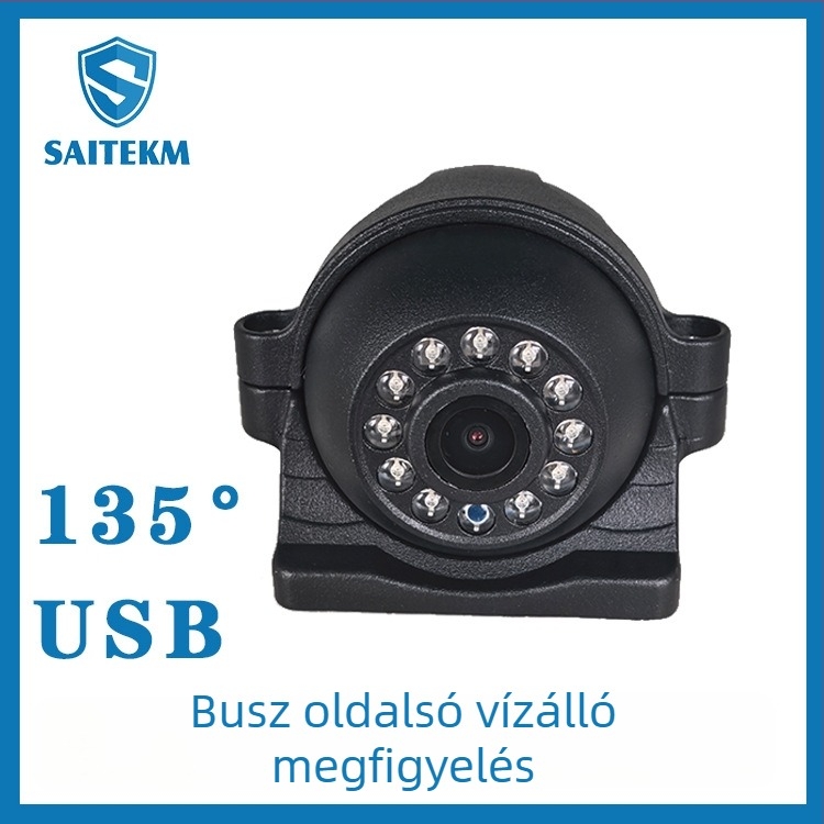 Autókamera oldalsó nézet 135°, USB kamera, 1080p, éjszakai látás, vízálló, antifog, megfigyelés