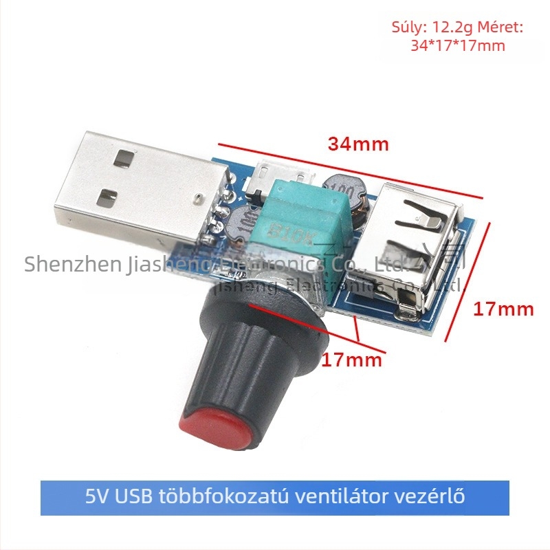 JQS USB ventilátor sebesség- és légáramlás-szabályozó, halk, többfokozatú, kompakt iroda, kollégium és az ágy melletti asztal számára
