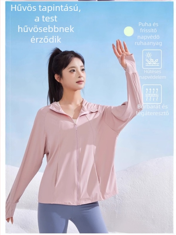Női nyári fehér, lélegző, bő szabású UV-védő kabát