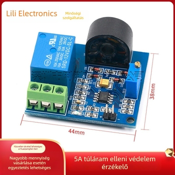 5A túláramvédelmi szenzor modul váltakozó áram mérésére, relével 5V/12V/24V