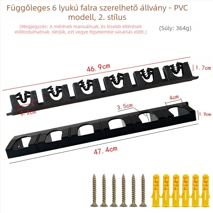 Horgászbotok kiállító polca — falra szerelhető vagy függőleges tartó, ABS