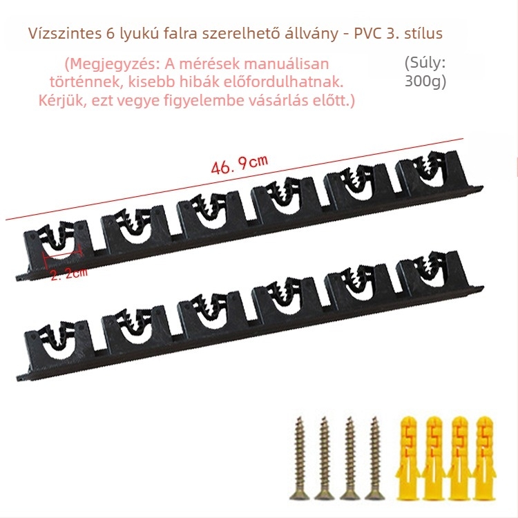 Horgászbotok kiállító polca — falra szerelhető vagy függőleges tartó, ABS