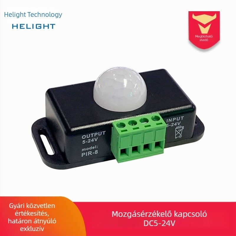 Infravörös PIR mozgásérzékelő kapcsoló monocrom LED-szalagra – gardrób, folyosó, lépcső
