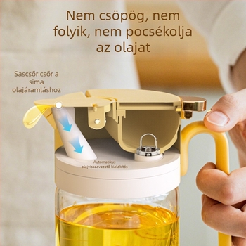 KONYHAI ÜVEGBŐL ADAGOLÓ OLaj, CSEPEGÉSMENTES, ÉLELMISZER-MINŐSÉGŰ, NAGY CAPACITÁSÚ, OLAJ, SZÓJASZÓSZ ÉS ECET ADAGOLÁSÁRA