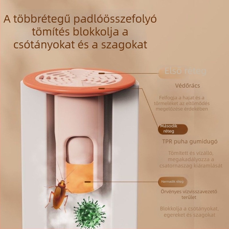 Golyó alakú padlólefolyó fedél – szagtalanító és rovarvédő szűrő