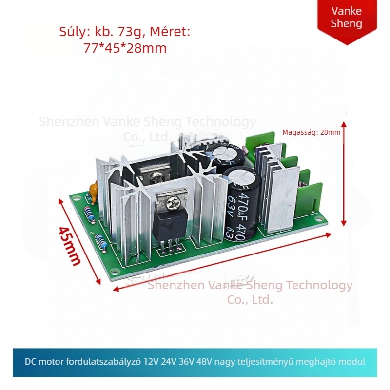 DC motor PWM sebességszabályzó, 12–48 V, 20 A, nagy teljesítményű meghajtó modul