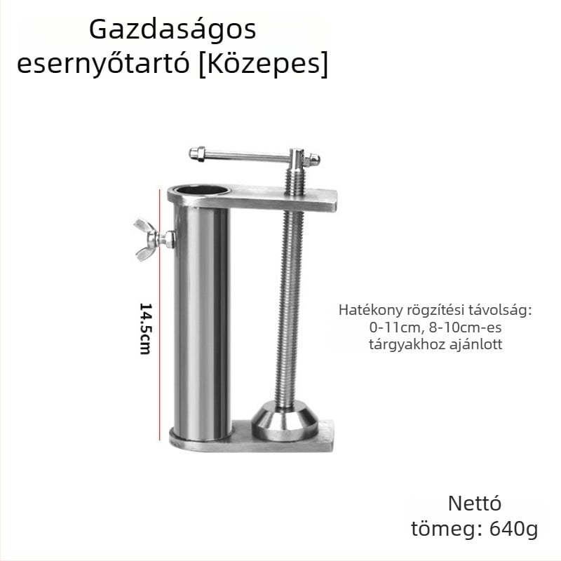 Rozsdamentes acél szélvédett horgászbot tartó hídkorláthoz, tutaj hálókosár, esernyő-klip és felszerelés rögzítő tartó