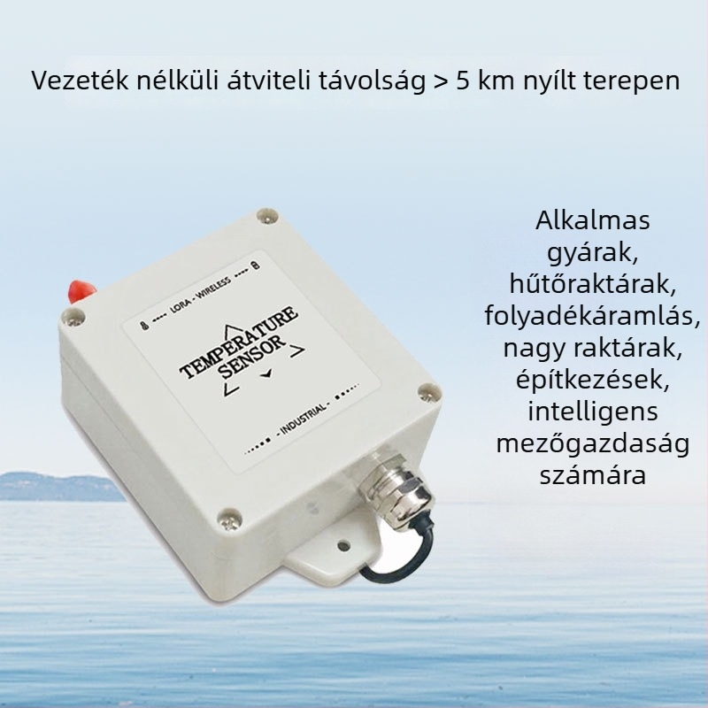 DS18B20 szondás típusú vezeték nélküli hőmérséklet-érzékelő olaj- és vízhőmérséklethez, LoRa átvitellel a hűtési láncban